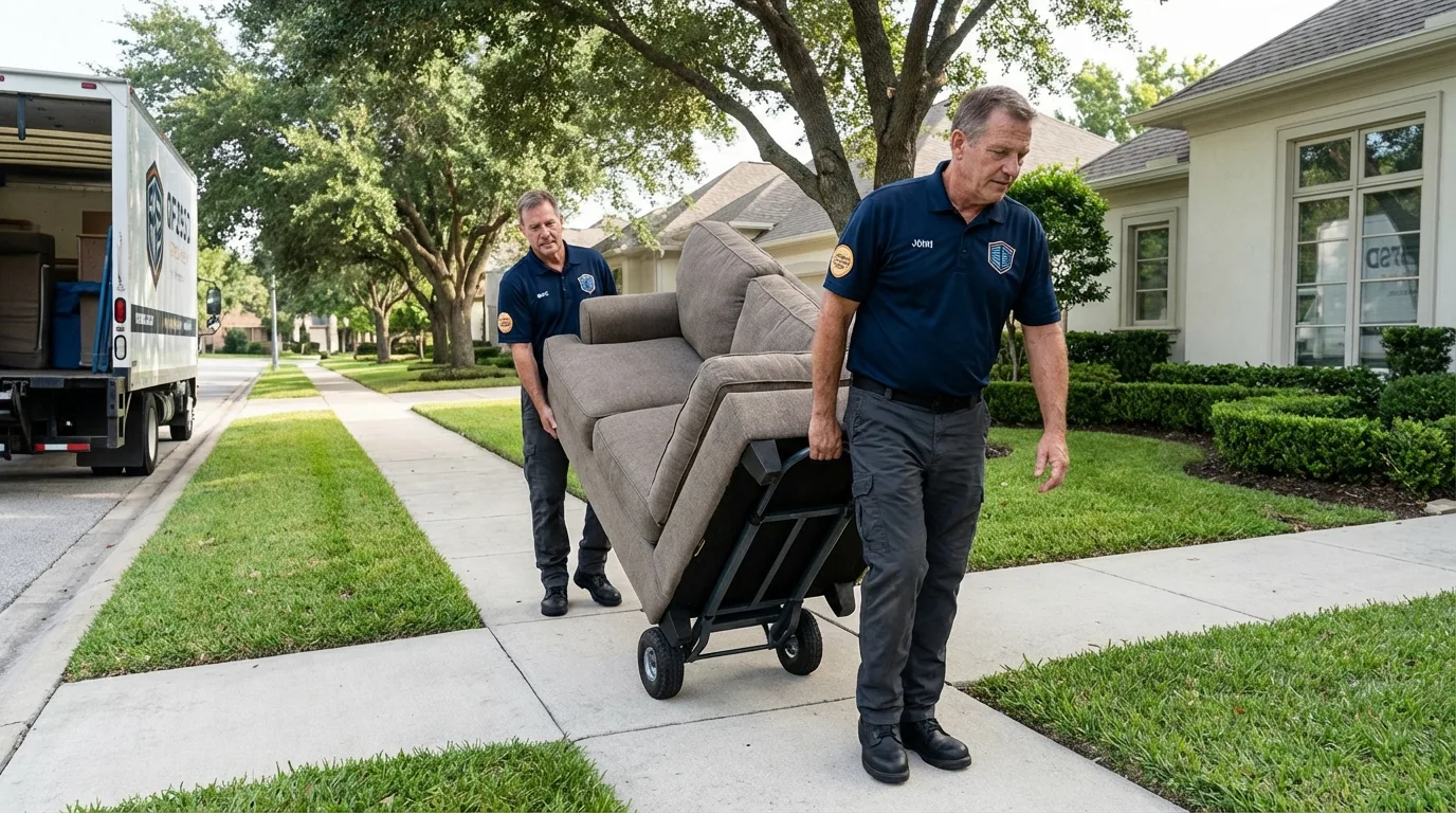 Local residential moving crew loading furniture in South Boston, MA